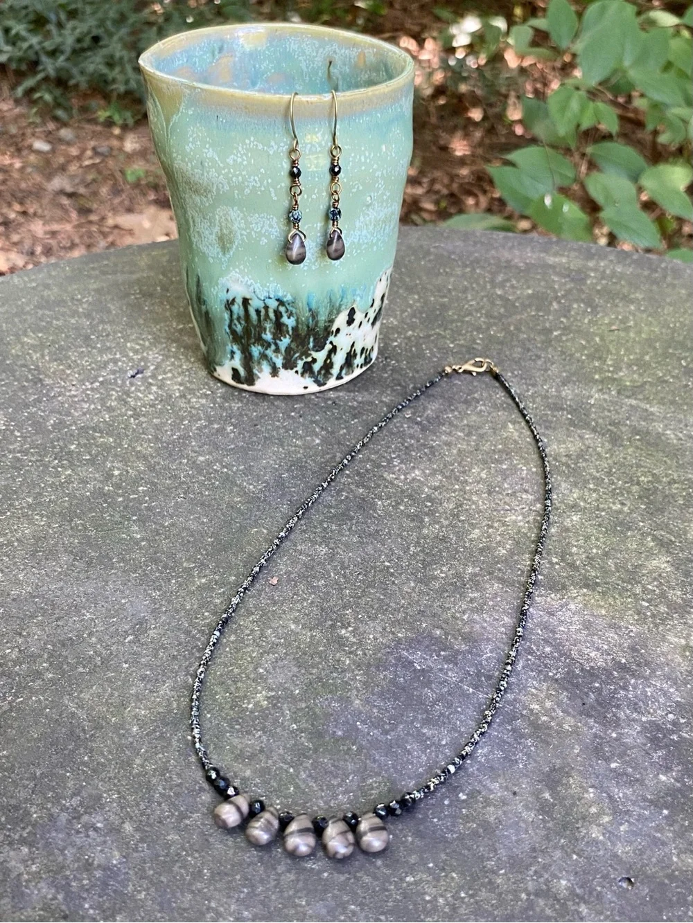 Jasper and Tourmaline Necklace and Earrings Set